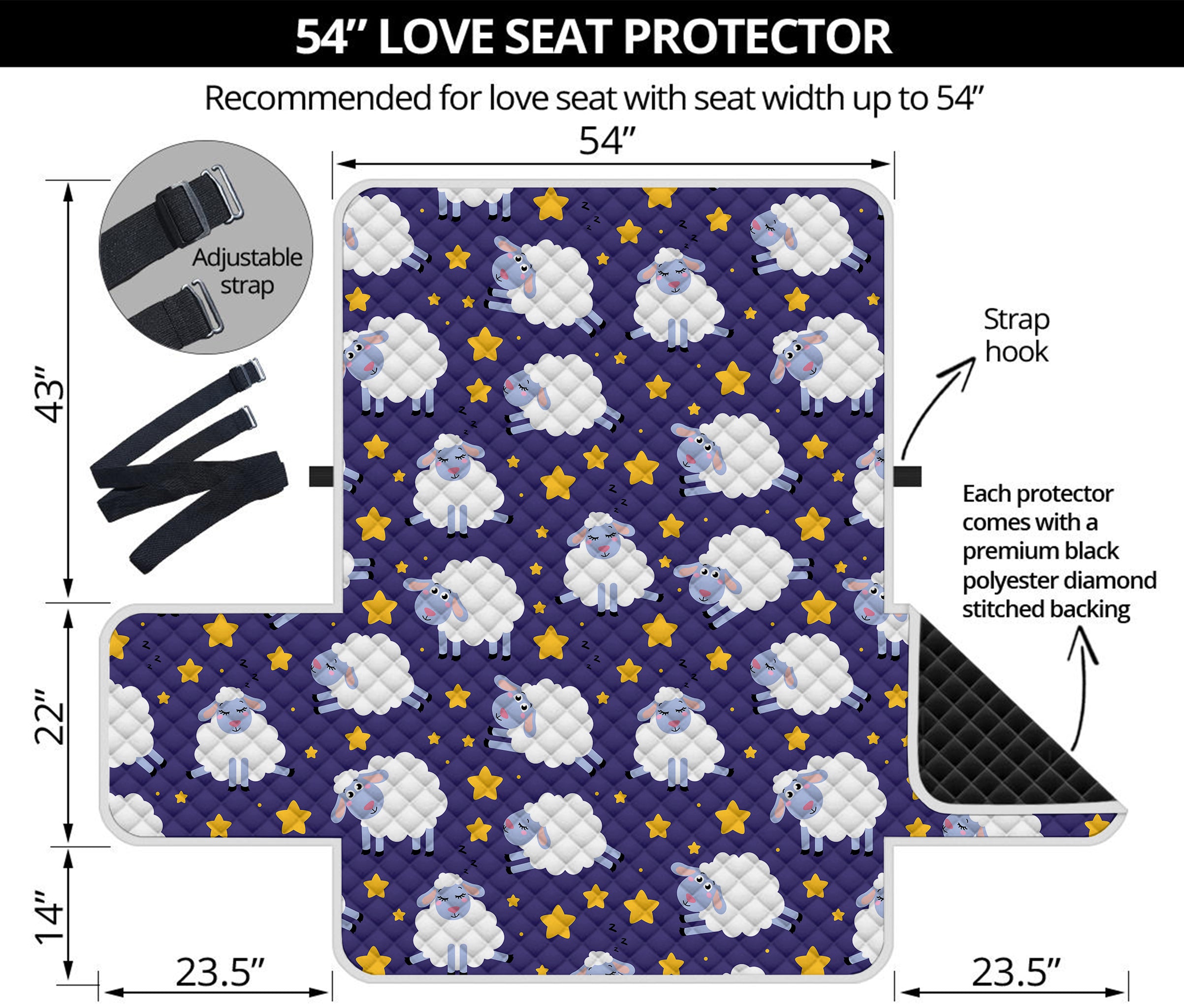 Star And Sheep Pattern Print Loveseat Protector