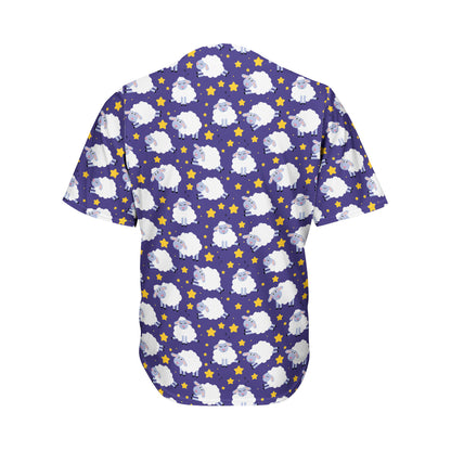 Star And Sheep Pattern Print Men's Baseball Jersey