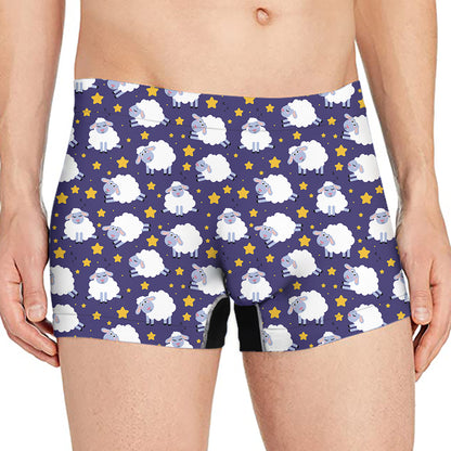 Star And Sheep Pattern Print Men's Boxer Briefs