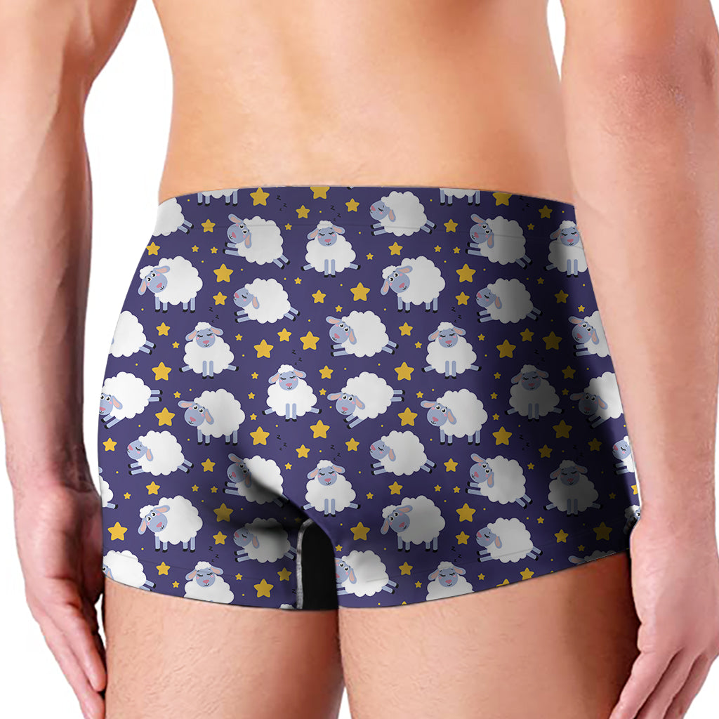 Star And Sheep Pattern Print Men's Boxer Briefs