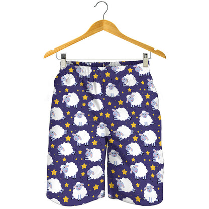 Star And Sheep Pattern Print Men's Shorts