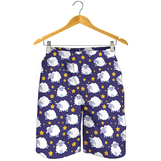 Star And Sheep Pattern Print Men's Shorts