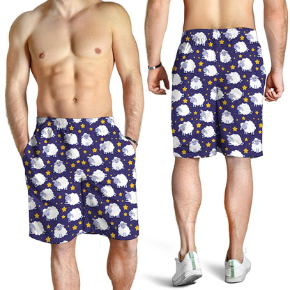 Star And Sheep Pattern Print Men's Shorts