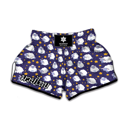Star And Sheep Pattern Print Muay Thai Boxing Shorts