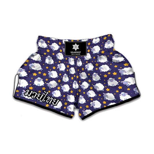 Star And Sheep Pattern Print Muay Thai Boxing Shorts