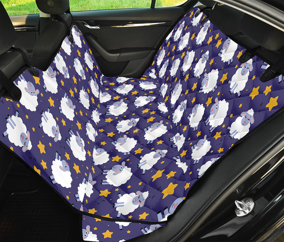 Star And Sheep Pattern Print Pet Car Back Seat Cover