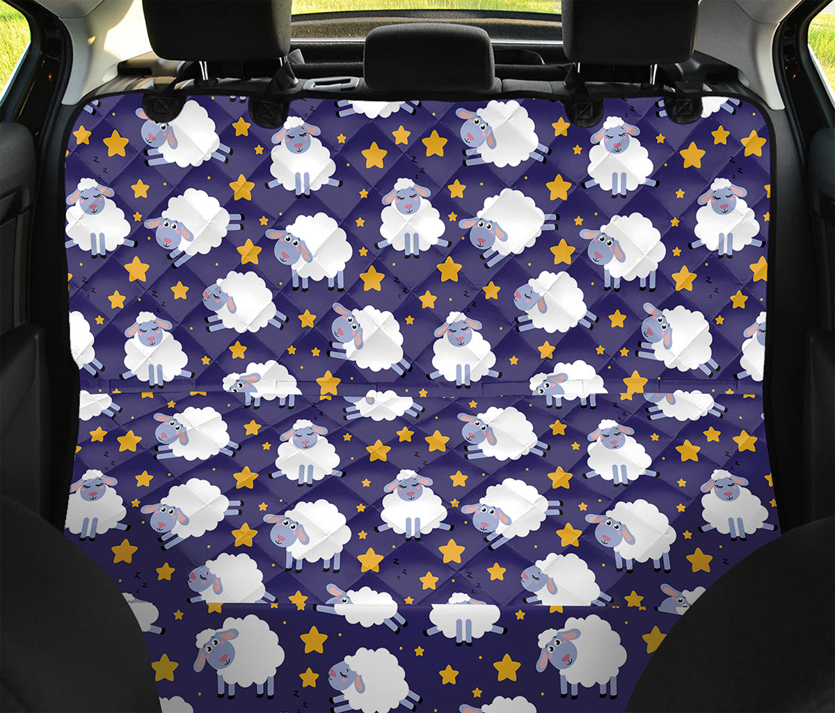 Star And Sheep Pattern Print Pet Car Back Seat Cover