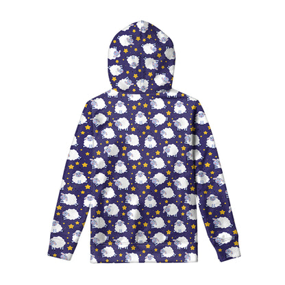 Star And Sheep Pattern Print Pullover Hoodie