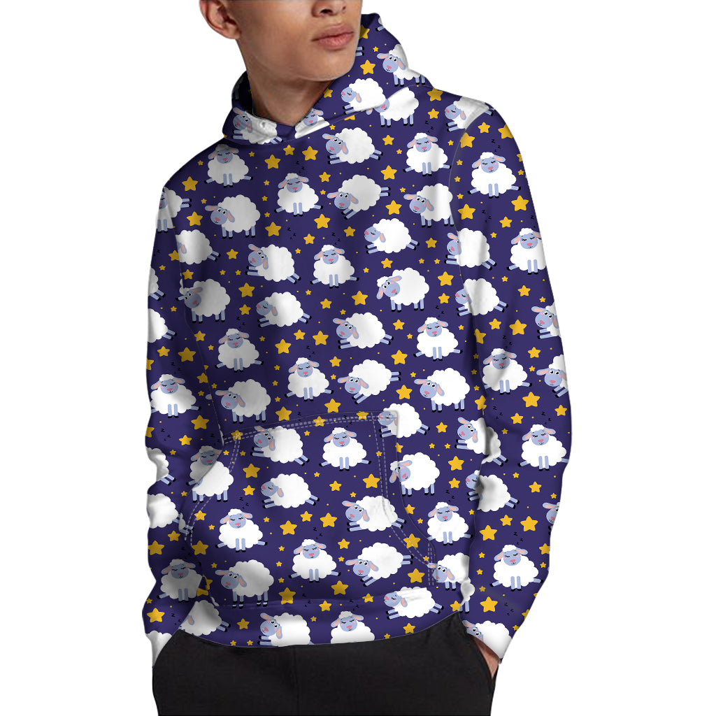 Star And Sheep Pattern Print Pullover Hoodie
