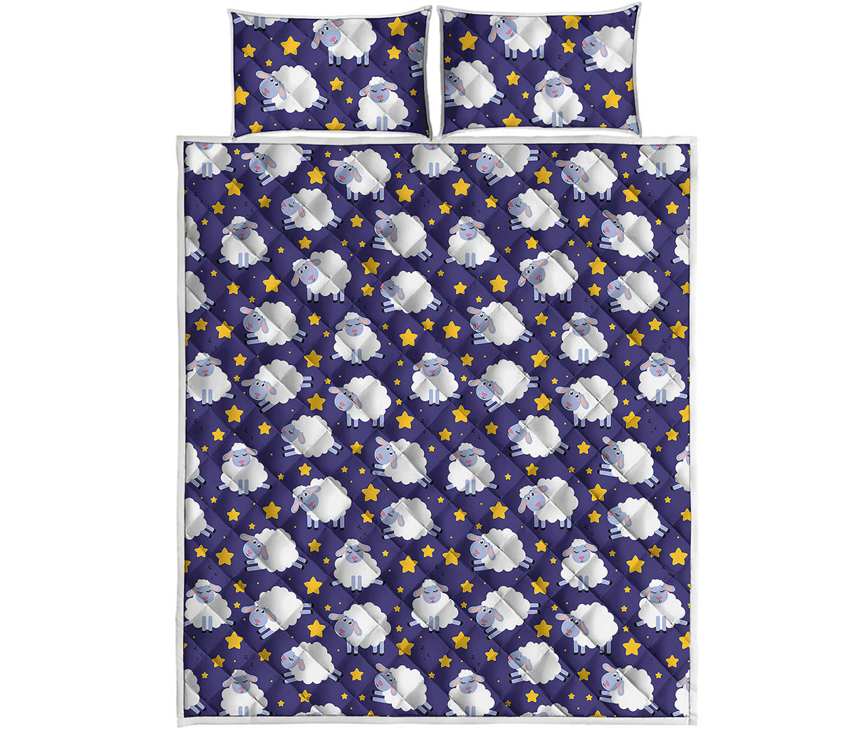 Star And Sheep Pattern Print Quilt Bed Set