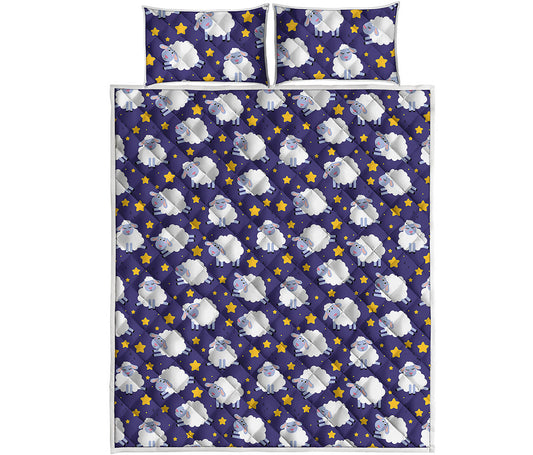 Star And Sheep Pattern Print Quilt Bed Set