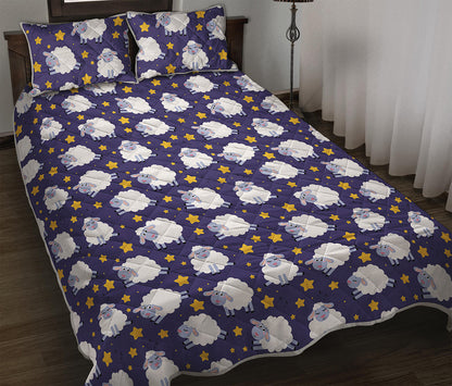 Star And Sheep Pattern Print Quilt Bed Set