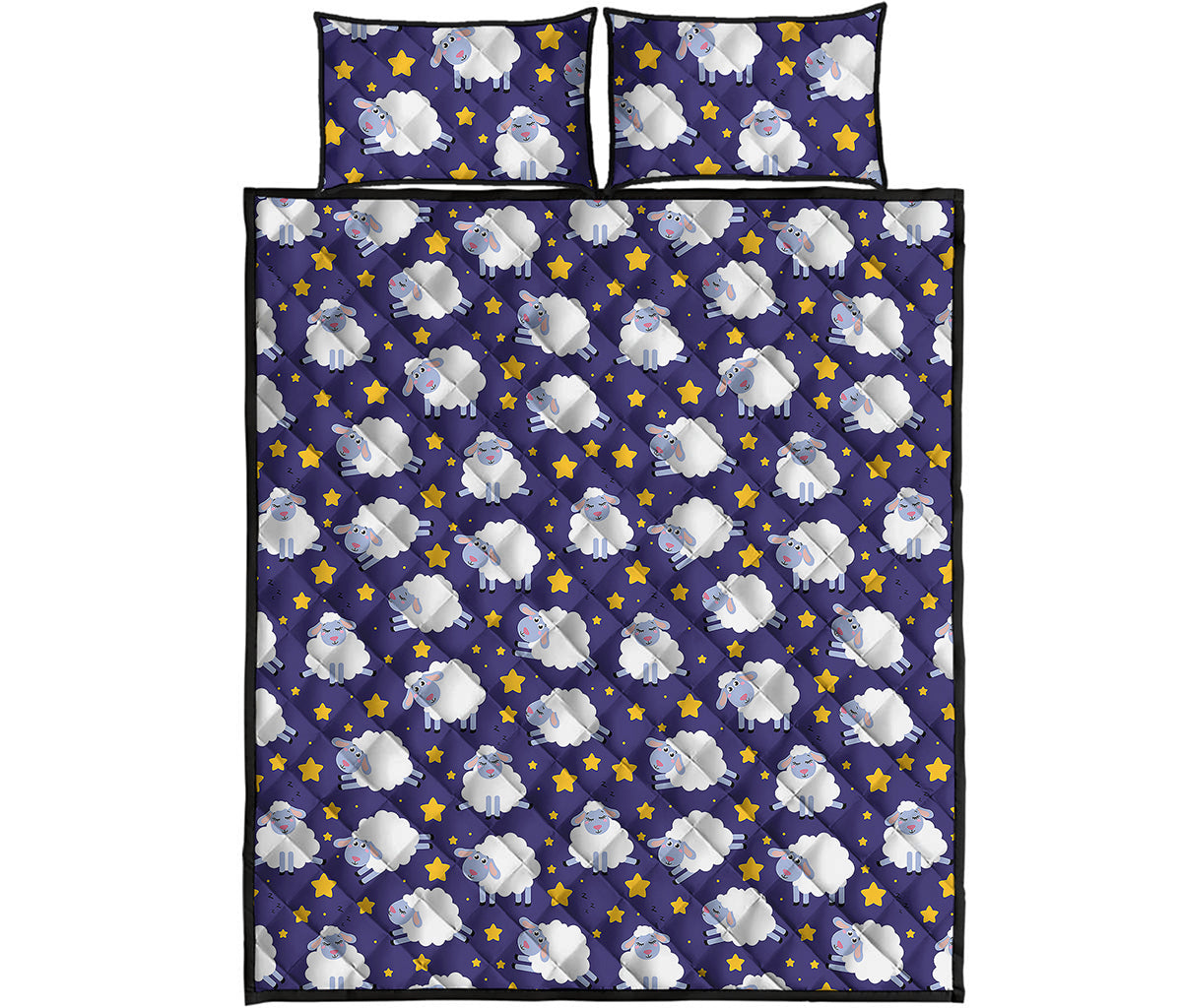 Star And Sheep Pattern Print Quilt Bed Set