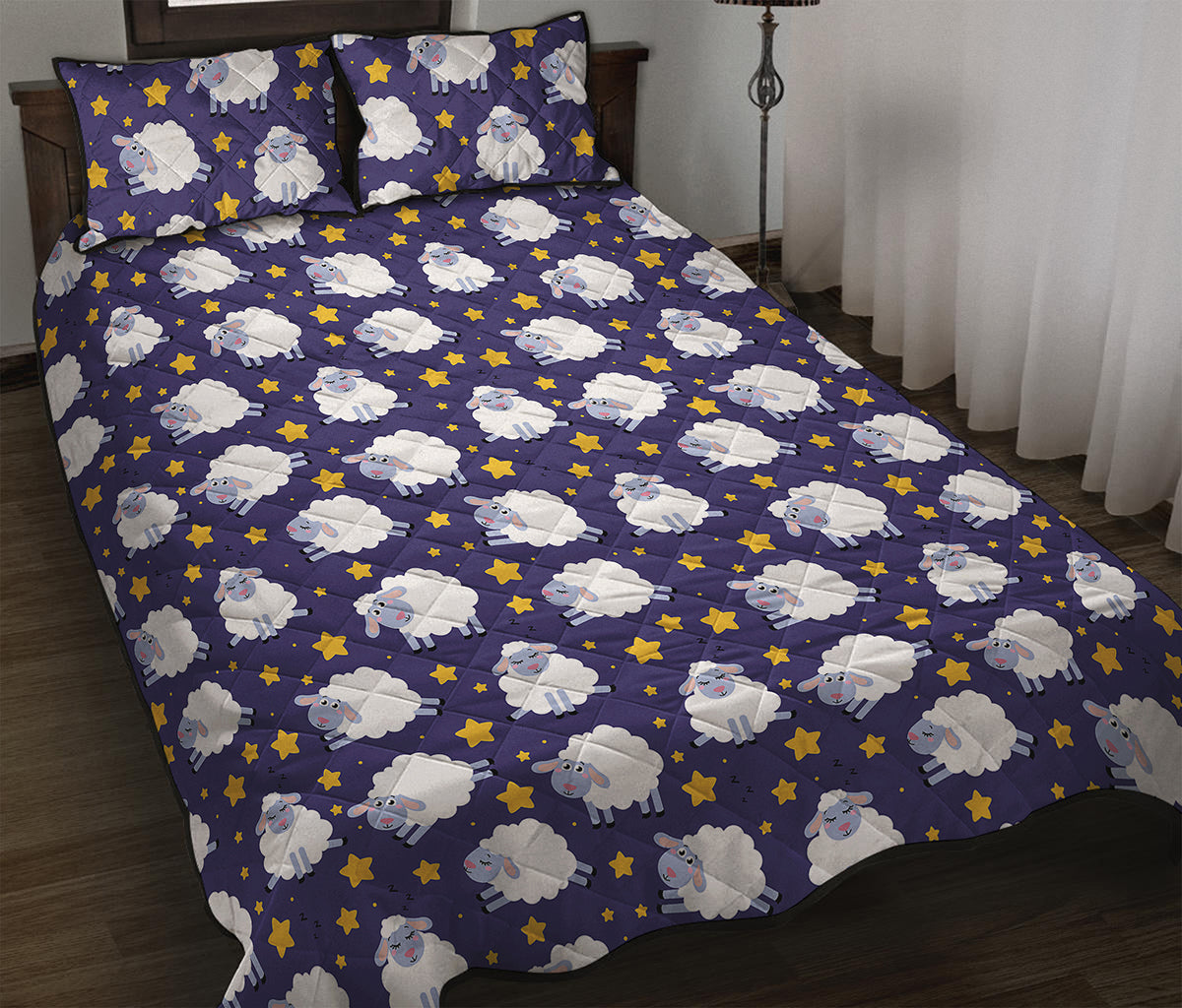 Star And Sheep Pattern Print Quilt Bed Set