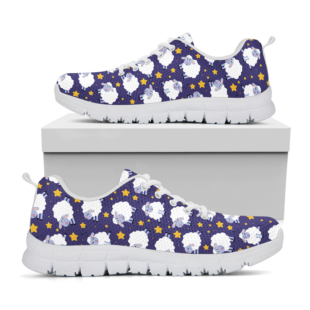 Star And Sheep Pattern Print White Sneakers