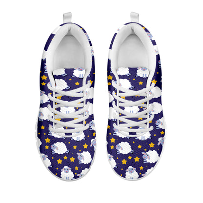 Star And Sheep Pattern Print White Sneakers