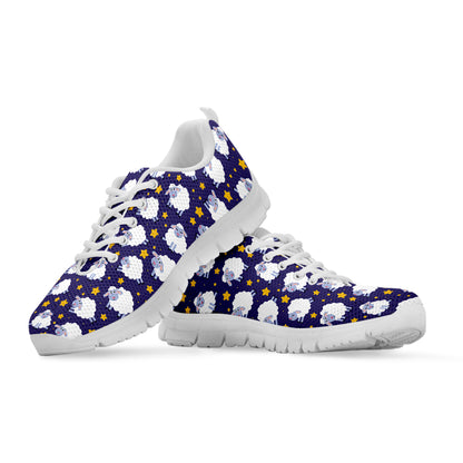 Star And Sheep Pattern Print White Sneakers