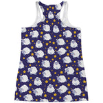 Star And Sheep Pattern Print Women's Racerback Tank Top