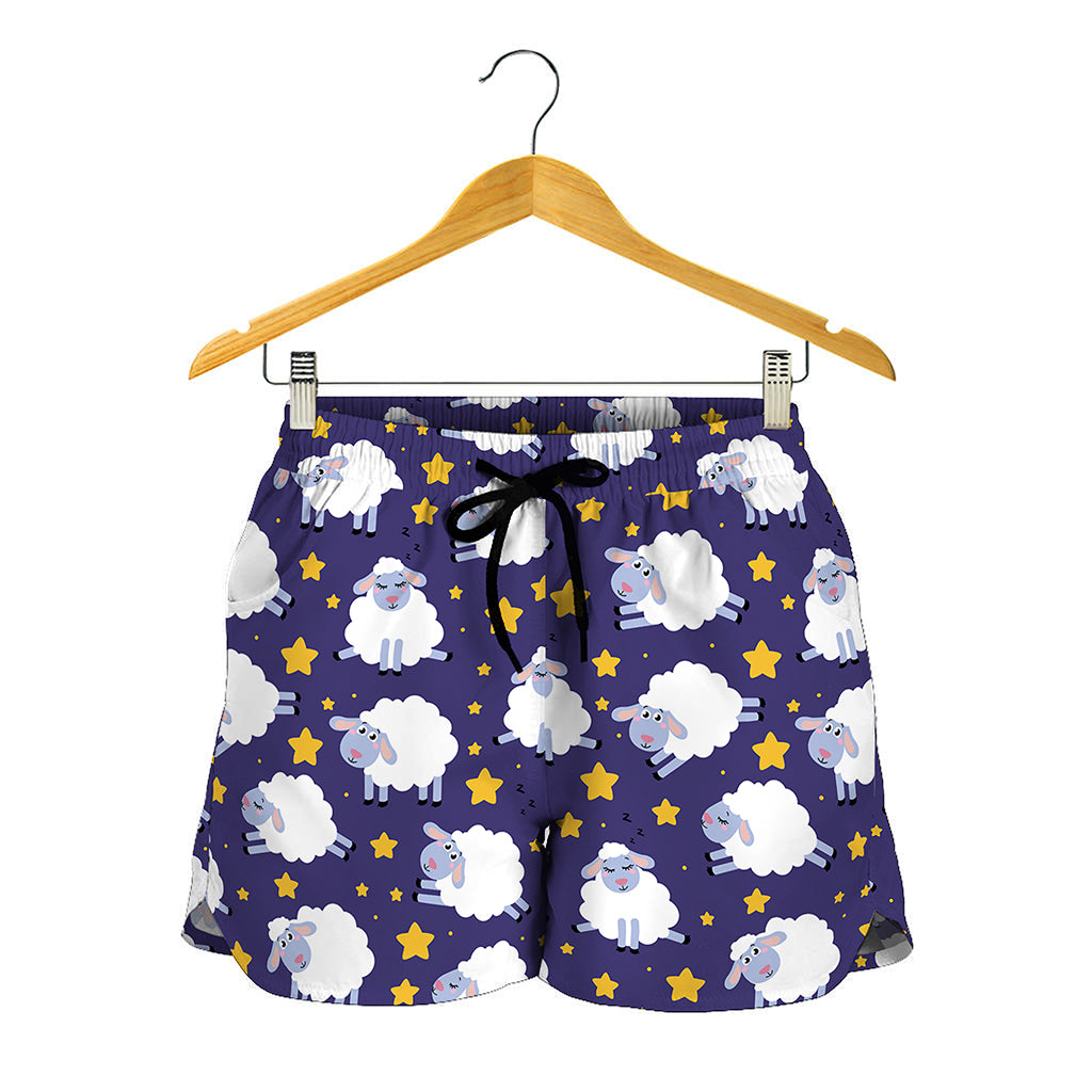 Star And Sheep Pattern Print Women's Shorts