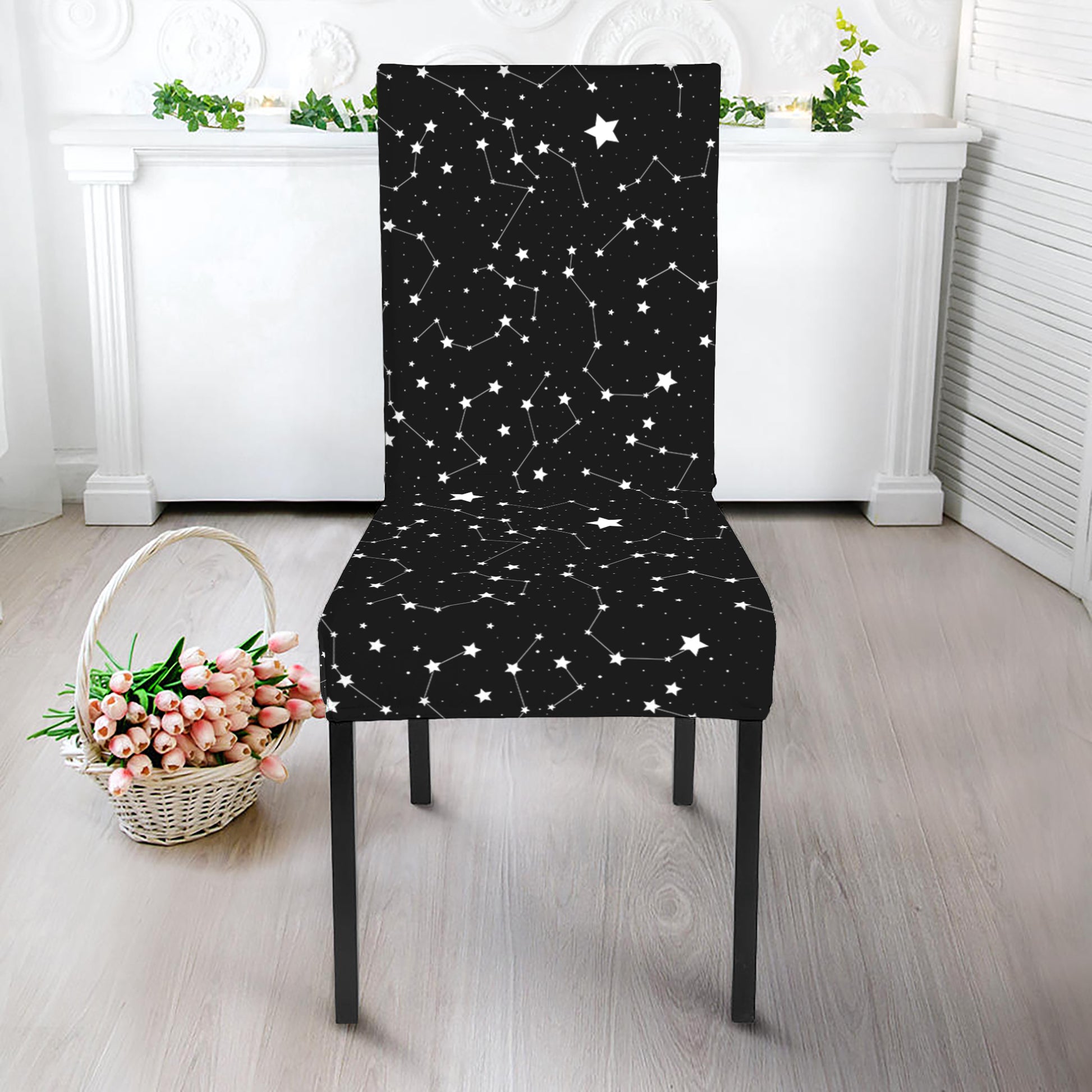 Star Constellations Pattern Print Dining Chair Slipcover