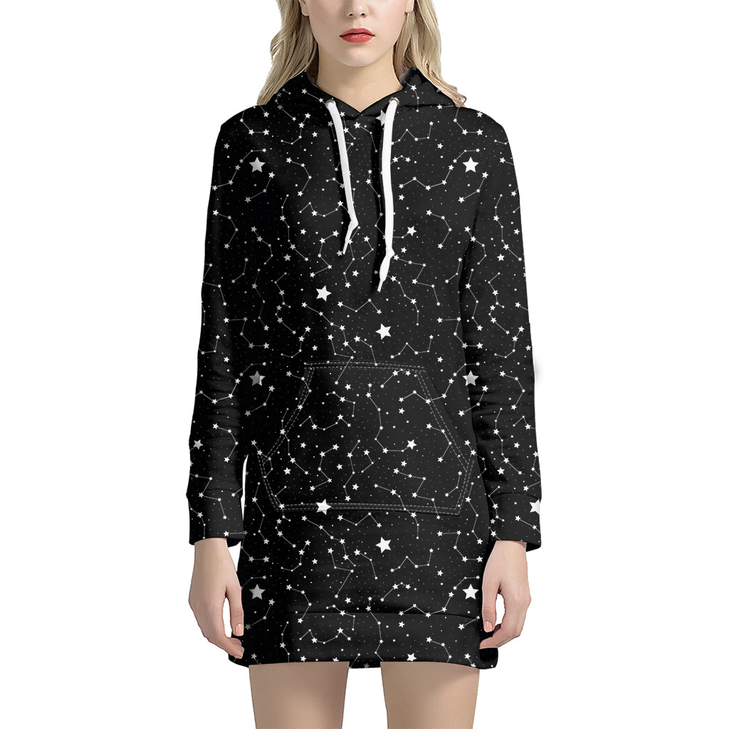 Star Constellations Pattern Print Hoodie Dress