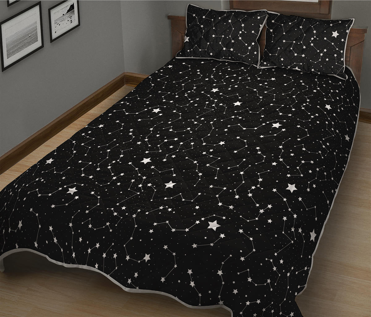 Star Constellations Pattern Print Quilt Bed Set