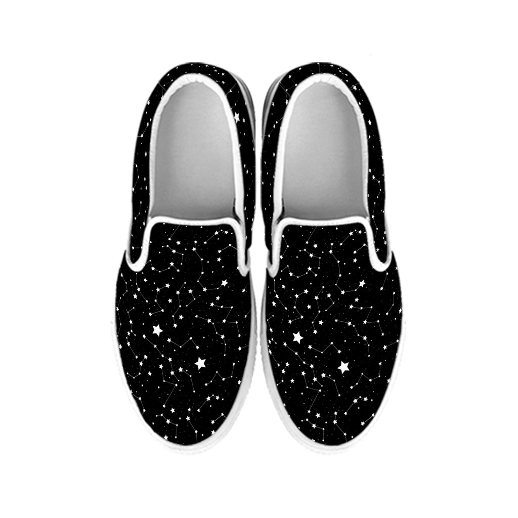 Star Constellations Pattern Print White Slip On Shoes