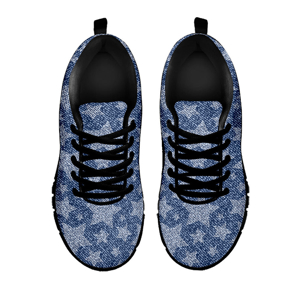 Star Denim Jeans Pattern Print Black Sneakers