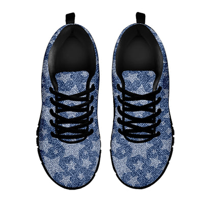 Star Denim Jeans Pattern Print Black Sneakers