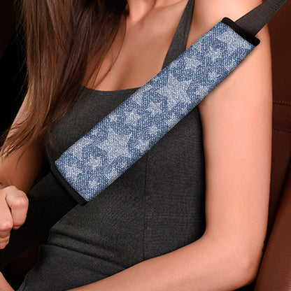 Star Denim Jeans Pattern Print Car Seat Belt Covers