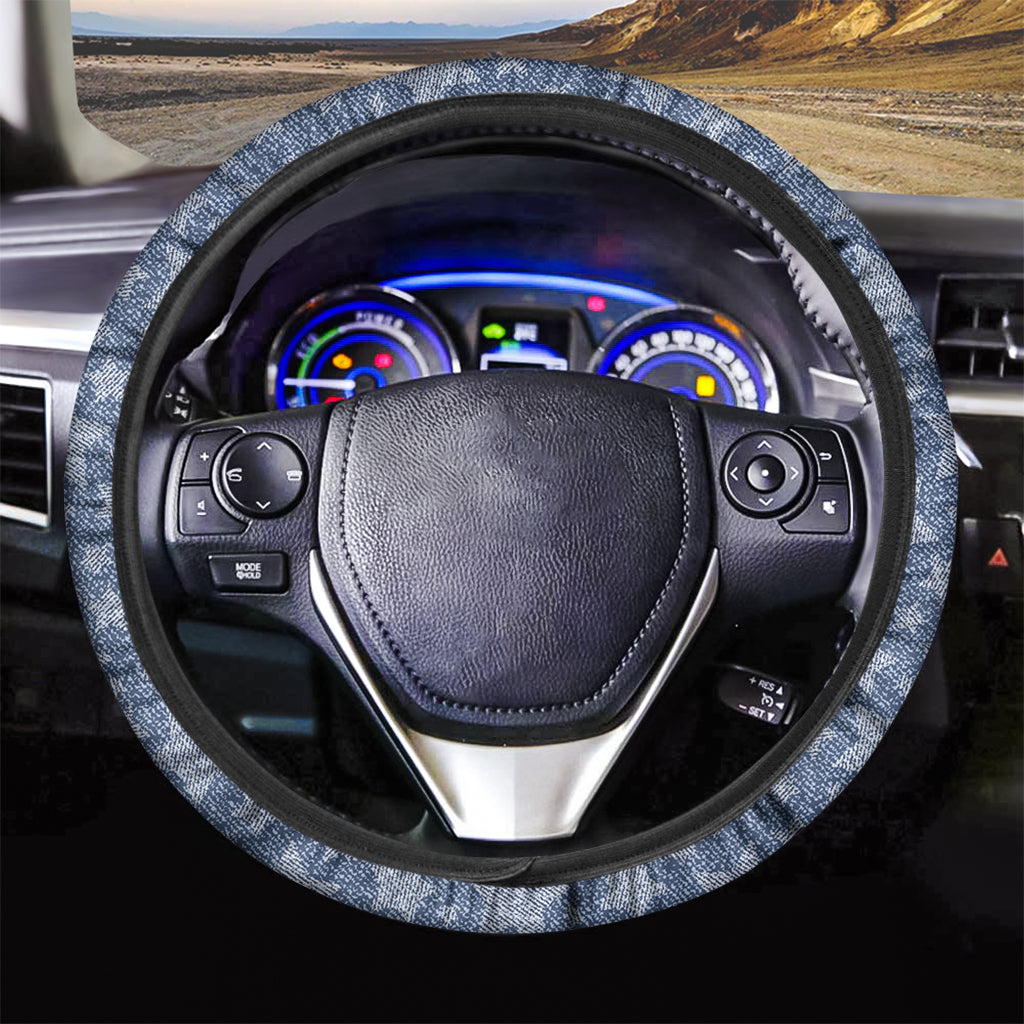 Star Denim Jeans Pattern Print Car Steering Wheel Cover