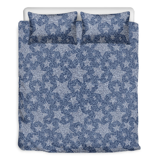 Star Denim Jeans Pattern Print Duvet Cover Bedding Set