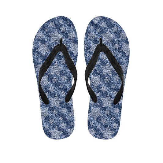 Star Denim Jeans Pattern Print Flip Flops