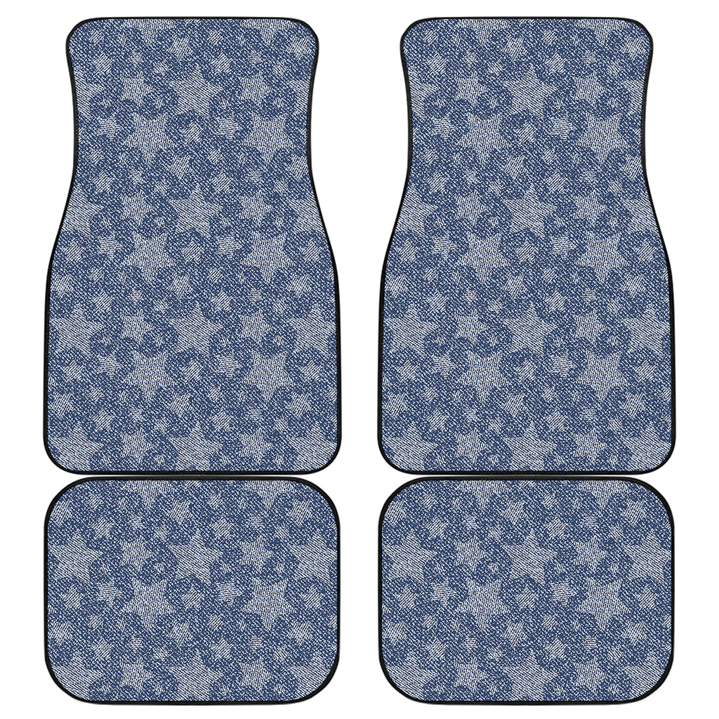 Star Denim Jeans Pattern Print Front and Back Car Floor Mats
