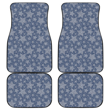 Star Denim Jeans Pattern Print Front and Back Car Floor Mats