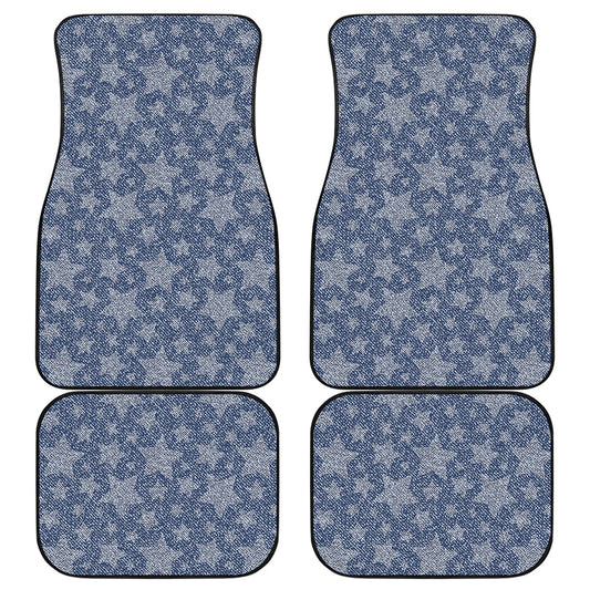 Star Denim Jeans Pattern Print Front and Back Car Floor Mats