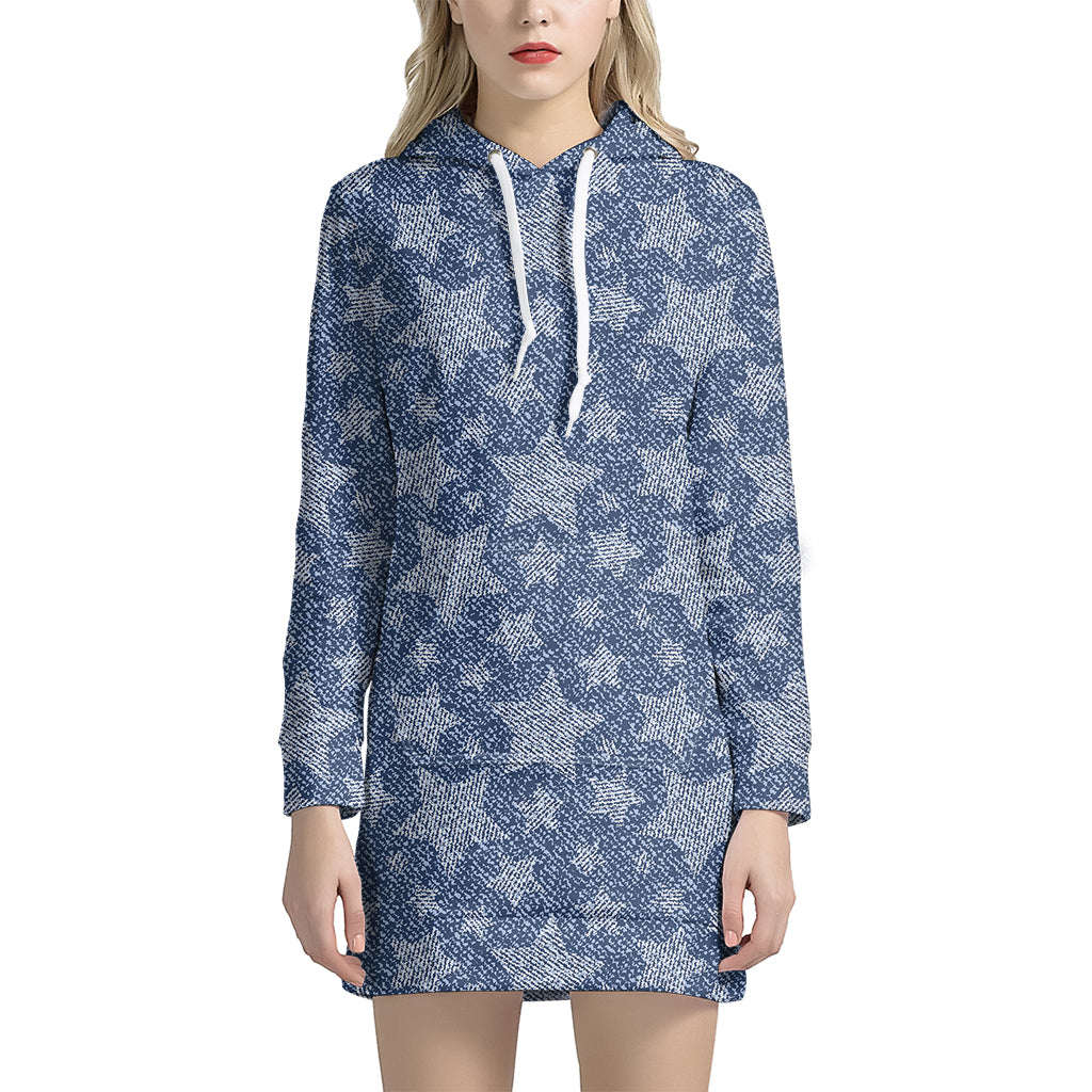 white christmas dresses Standards & Practices Women's Tencel Denim Long Duster Hoodie Dress, Blue