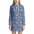 Star Denim Jeans Pattern Print Pullover Hoodie Dress