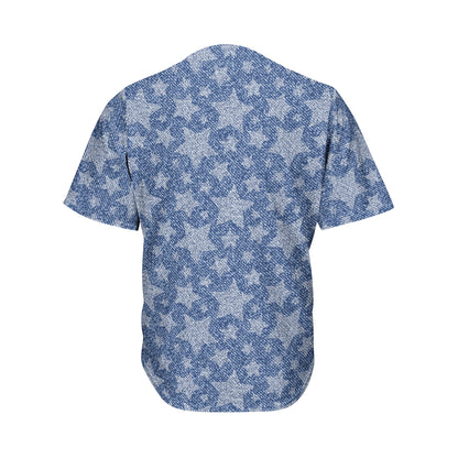 Star Denim Jeans Pattern Print Men's Baseball Jersey