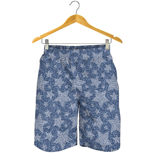 Star Denim Jeans Pattern Print Men's Shorts
