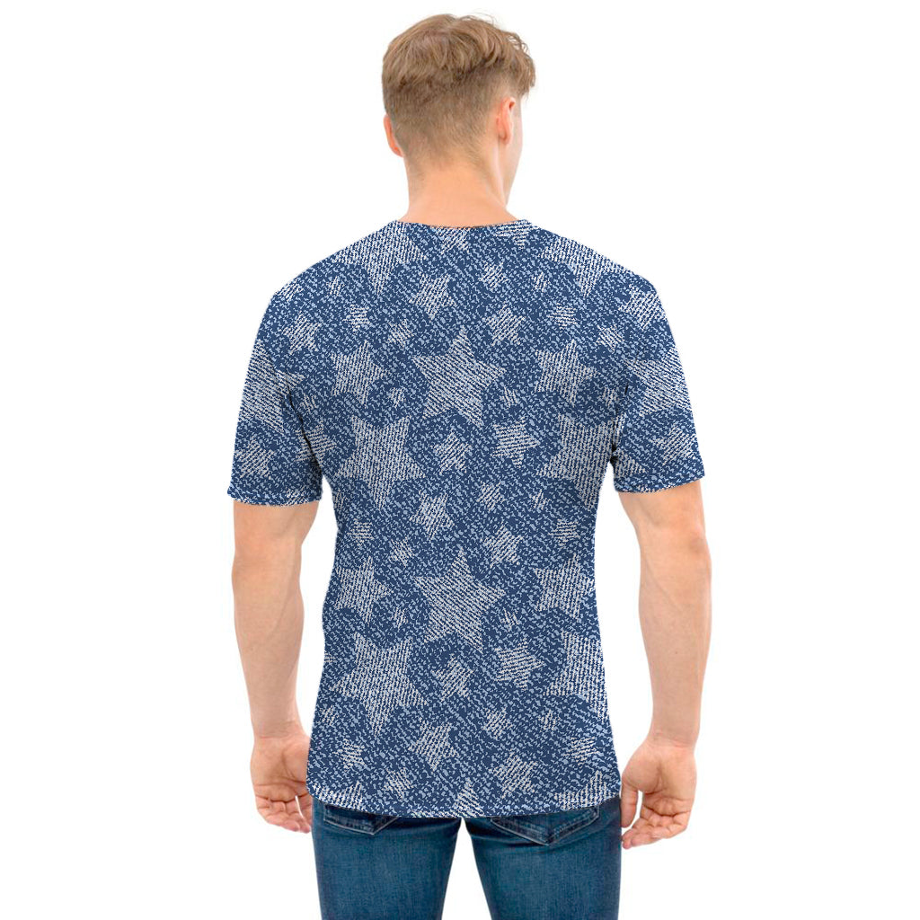 Star Denim Jeans Pattern Print Men's T-Shirt