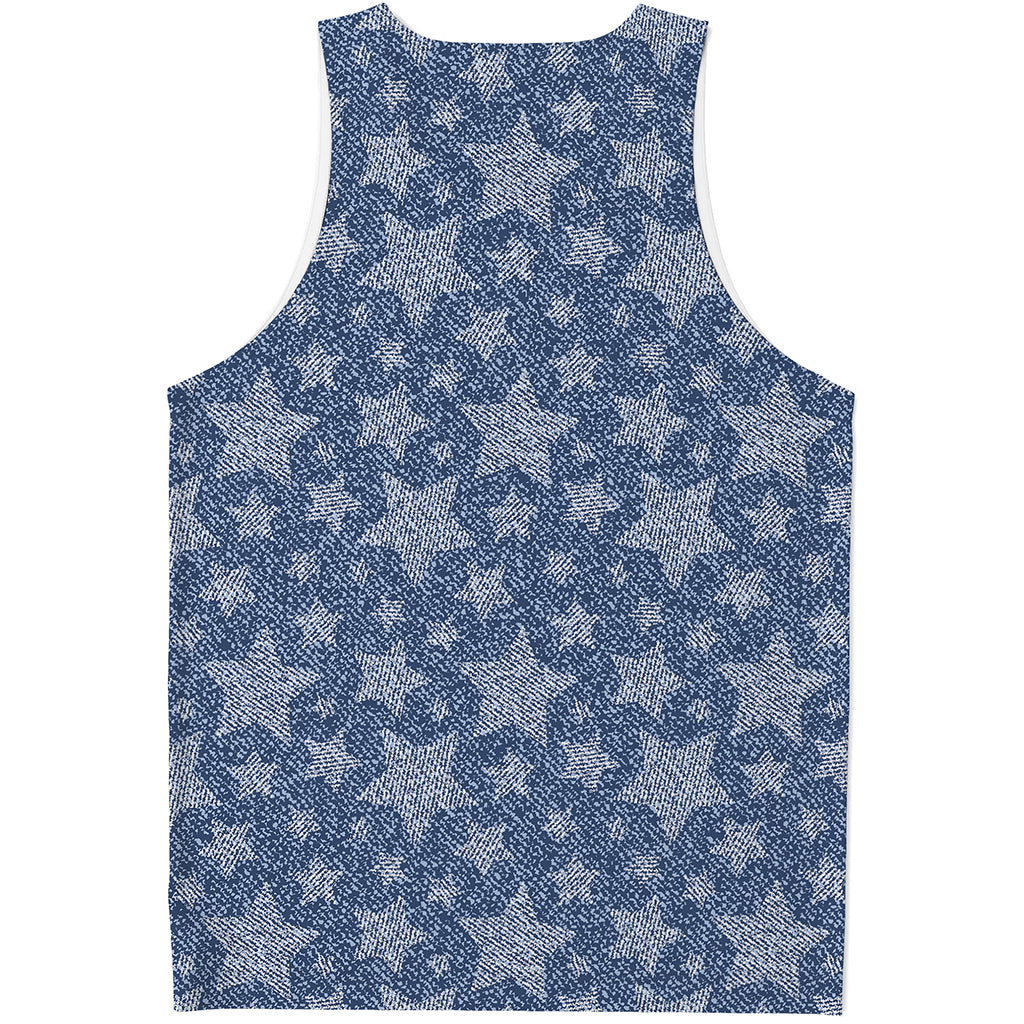Star Denim Jeans Pattern Print Men's Tank Top