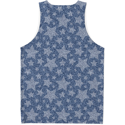 Star Denim Jeans Pattern Print Men's Tank Top