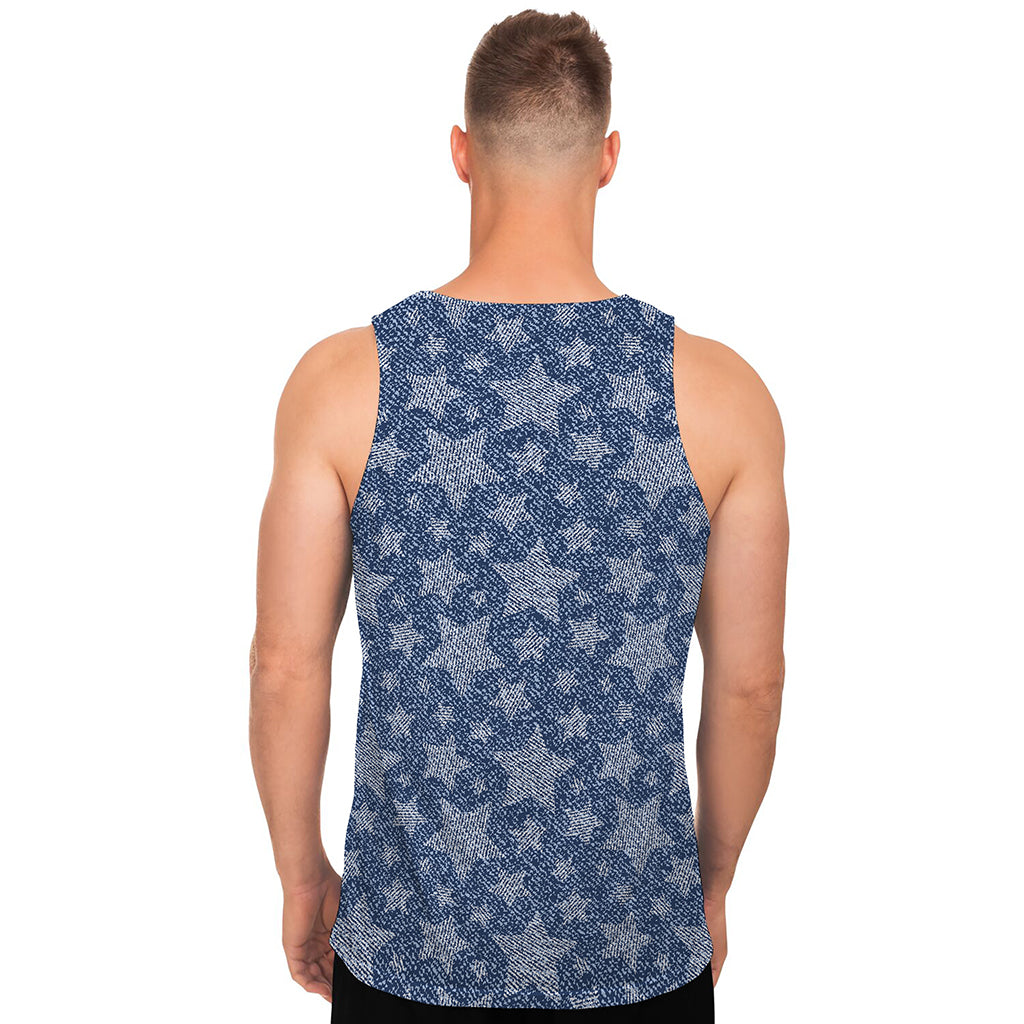 Star Denim Jeans Pattern Print Men's Tank Top