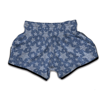 Star Denim Jeans Pattern Print Muay Thai Boxing Shorts