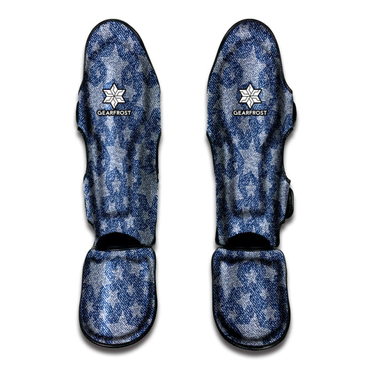 Star Denim Jeans Pattern Print Muay Thai Shin Guard