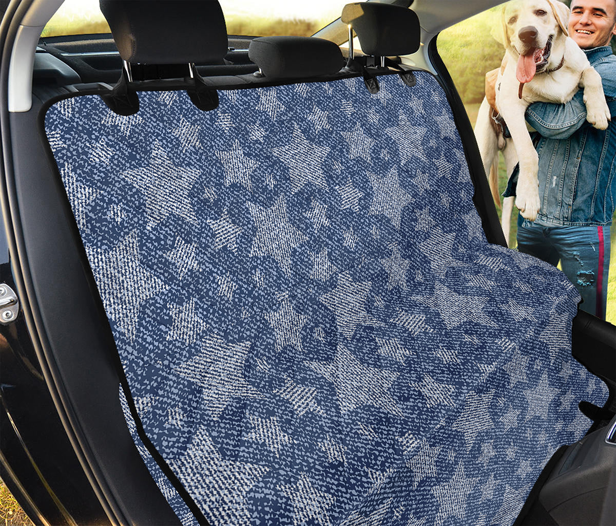 Star Denim Jeans Pattern Print Pet Car Back Seat Cover