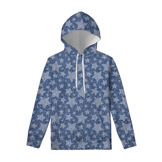 Star Denim Jeans Pattern Print Pullover Hoodie