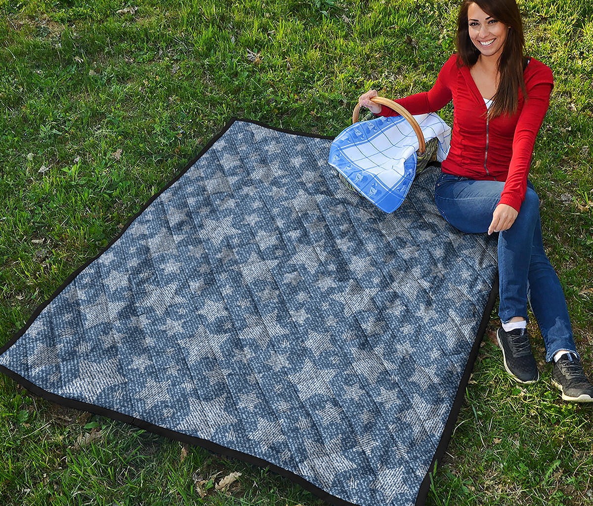 Star Denim Jeans Pattern Print Quilt
