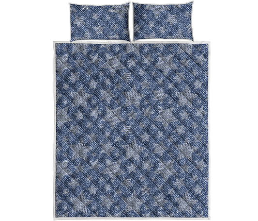 Star Denim Jeans Pattern Print Quilt Bed Set